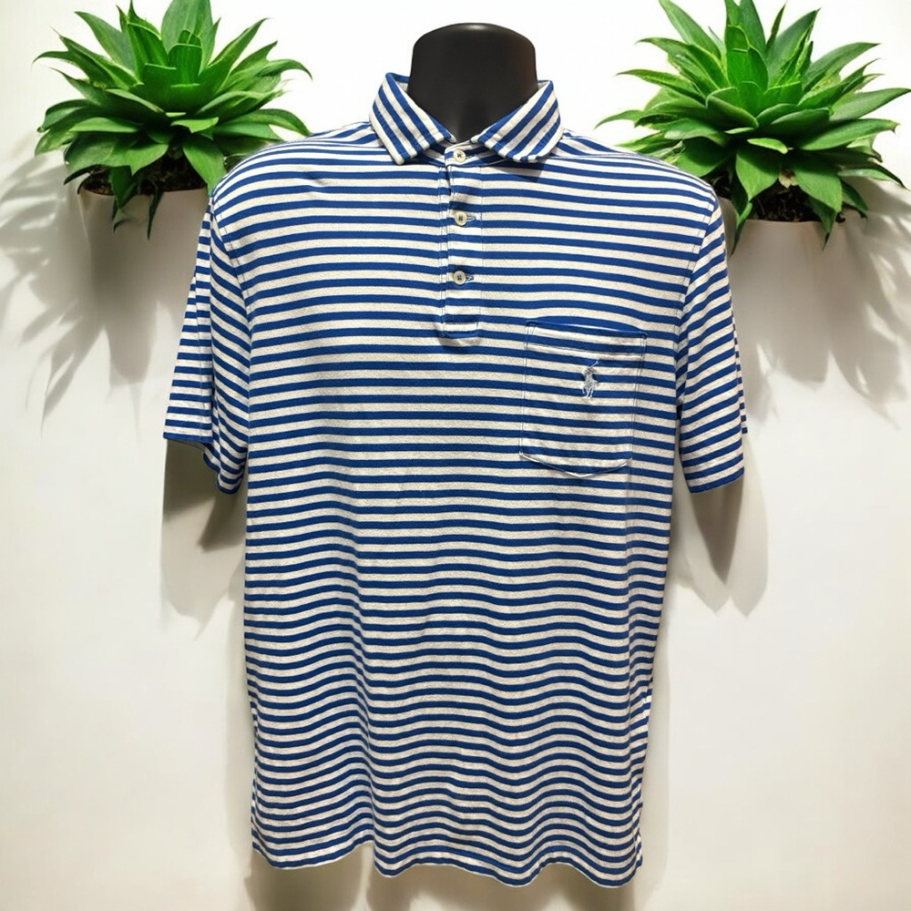 Polo by Ralph Lauren Nautical Blue and White Striped Polo